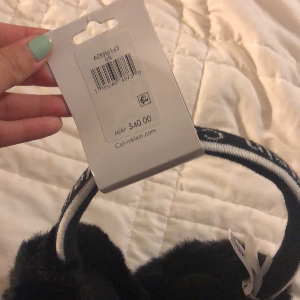 Calvin Klein black ear muff ear warmers with logo - Picture 5 of 7